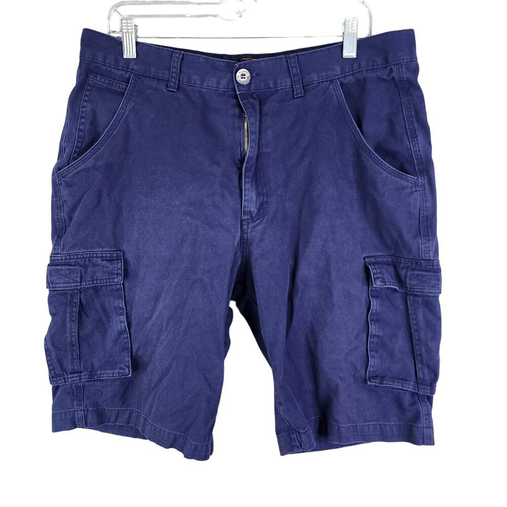 Men's Navy Blue Stone Mountain Cargo Shorts Cotton 11" Inseam Size 36